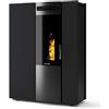 CS Thermos Stufa Thema 10 Stagna CS Thermos a pellet con bruciatore autopulente, Metallo Nero Opaco, a fumi posteriore/superiore, 10,4kW