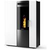 CS Thermos Stufa Thema 12 Stagna CS Thermos a pellet con bruciatore autopulente, Metallo Bianco, a fumi posteriore/superiore, 12,5kW