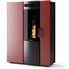 CS Thermos Stufa Thema 12 Stagna CS Thermos a pellet con bruciatore autopulente, Metallo Rosso Metallizzato,12,5kW
