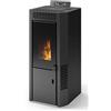 CS Thermos Stufa Cortina 9 CS Thermos a pellet con bruciatore autopulente, Metallo Nero, 10,1kW