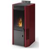 CS Thermos Stufa Cortina 9 CS Thermos a pellet con bruciatore autopulente, Metallo Rosso, 10,1kW