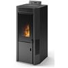 CS Thermos Stufa Cortina 10 CS Thermos a pellet con bruciatore autopulente, Metallo Nero, 10,8kW