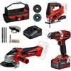 Einhell kit utensili TE-TK 18/3 Li Kit (JS+CD+AG) con avvitatore, smerigliatrice e seghetto alternativo
