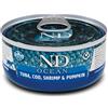 FARMINA N&D CAT OCEAN TONNO, MERLUZZO, GAMBERETTI & ZUCCA 70 GR.
