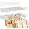 SONGMICS Stendibiancheria da Parete Pieghevole, 6 Barre, Lungo 80 cm | Stendino da Muro, in Lega di Alluminio, Dima di Foratura, Risparmia Spazio, Bianco e Grigio, Collezione BUNJI LLR809WE01