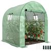 Outsunny Serra da Giardino a Tunnel 1.8x1.8x2 m con 2 Porte Anti UV Verde | Finestre Avvolgibili, Serra per Orto, Struttura in Acciaio e Copertura PE, per Orto Verdure Fiori Frutta