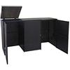 Mendler 3x copribidoni box spazzatura rifiuti HWC-E25 66x195x110cm acciaio polyrattan - nero