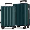 SHOWKOO Set di Valigie Rigide 2 Pezzi 100% Policarbonato Bagaglio Leggero Espandibile Ultra Durevole Valigia Trolley da Viaggio con Serratura Approvata Dalla Tsa e 4 Ruote Doppie L+XL,Verde