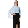 Hotshawl Capelets for women Chiffon Cape Shawls and Wraps for Evening Dress Wedding Capes Cover Up (Light blue)