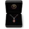 By L.T Ciondolo a croce in oro con rubino e zirconia taglio diamante - Acciaio inossidabile color oro - Catenina regolabile (45-50 cm) - Regalo per comunione o battesimo - Cofanetto regalo in velluto nero