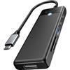 ORICO HUB C USB, Docking station USB C 6 in 1 con PD100W, 4K@30Hz HDMI, lettore di schede SD/TF, porte dati 1xUSB A e 1xType C 5Gbps per MacBook, iPad Pro, Surface Pro e altri dispositivi di tipo C