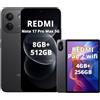 Xiaomi Redmi Note 17 Pro Max 5G 8+512G Nero con Grigio Pad 2 WiFi 4+256G | Capacità della batteria da 9210 mAh, IP66/IP68, fotocamera da 50 MP, display AMOLED da 1,5 K da 6,83 pollici