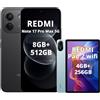 XIAOMI Redmi Note 17 Pro Max 5G 8+512G nero con verde Pad 2 WiFi 4+256G | Capacità della batteria da 9210 mAh, IP66/IP68, fotocamera da 50 MP, display AMOLED da 1,5 K da 6,83 pollici
