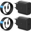 LumFocus 2 PACK 45W USB C Charger Fast Charging with Type C Cables 2M, for Samsung Galaxy S26 S25 Ultra S24 S23 S22 S21 FE A57 A56 A55 A54 A37 A36 A35 A25 A26 A17 Mobile Phone Fe USB-C AC Adattatore Power