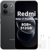 XIAOMI Redmi Note 17 Pro Max 5G, Smartphone 8+ 512GB, Batteria Piaggia da 9210mAh, IP66/IP68, Nuova Fotocamera da 50MP, Display AMOLED da 6.83 da 6.83, Nero, Include Caricatore 67W