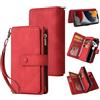 GoodcAcy Cover per Oppo A7 Pro Max Flip Wallet Case, Flip Caso in PU Pelle Premium Portafoglio Custodia [Kickstand] [15 Slot per Schede] [Chiusura Magnetica]-Rosso