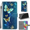 KENHONER Custodia per Samsung Galaxy A51, Farfalla | Portafoglio Pelle PU, Magnetica, Resistente Agli Urti, Scomparto Carte Credito, Pieghevole, Flip Libro, Motivo