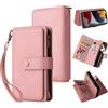 GoodcAcy Cover per Oppo A7 Pro 5G Flip Wallet Case, Flip Caso in PU Pelle Premium Portafoglio Custodia [Kickstand] [15 Slot per Schede] [Chiusura Magnetica]-Rosa