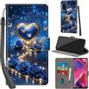 PHINIENLAND Cover per Oppo A54 / A74 5G custodia portafoglio Cuore | 3 scomparti carte, 1 tasca banconote, Chiusura magnetica, Supporto, Pelle PU flip cover per Oppo A93 / A93s 5G