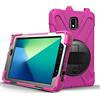 K LAKEY Custodia per Samsung Galaxy Tab Active 2 2019 da 8 pollici SM-T390/T395, cavalletto con rotazione a 360 gradi, ibrido a 3 strati, resistente, antiurto, tracolla e tracolla rosa