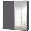 Rauch Möbel Caracas Armadio con Ante scorrevoli, Legno ingegnerizzato, Piastra di serraggio, Grigio Metallico con 1 Porta Specchio, 181x210x62