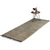 Relaxdays Tappeto in Cotone e Pelle con Frange, 80 x 200 cm, Passatoia per Salotto, Camera e Camere da Letto, Grigio