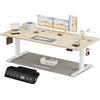 Homall Scrivania Regolabile in Altezza 200x80 cm con Porta USB, Beige | Standing Desk con 6 Tasti Memoria Altezza, 2 Ganci e Cassetto Cavi, Ergonomica, Elettrica Scrivania Gaming，Scrivania Ufficio