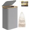 SONGMICS Cesto Portabiancheria con Coperchio, 90 L, Sacco Rimovibile | Cesta per Bucato, 42 x 32 x 70,5 cm, Pieghevole, Salvaspazio, Tessuto Oxford, Grigio e Bambù Chiaro, ROXANNE LCB509G01
