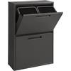 SONGMICS Pattumiera Differenziata, 4 x 17 L, 4 Scomparti, Acciaio | Pattumiera con Coperchio, 63,1 x 24,1 x 92,1 cm, Antiribaltamento, Cucina, Grigio, Collezione Berend, LTB772GZ01