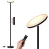 VASAGLE Lampada da Terra a LED, Piantana 30 W, Testa Orientabile, Camera da Letto Ufficio, Timer, Funzione Memoria, Comando Tramite Telecomando, Nero Opaco LFL018BD02