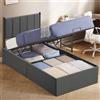 VASAGLE Letto Contenitore Singolo, per Materasso 90 x 200 cm | Struttura Imbottita, Tessuto Effetto Lino, Meccanismo Idraulico, 209,3 x 93,4 x 110 cm, Grigio, Collezione KACY RMB612G02V2