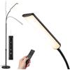 VASAGLE Lampada da Terra a LED in Metallo, Piantana Moderna Dimmerabile | Luce da Lettura per Soggiorno, 22 x 22 x (141-175) cm, Nero Opaco, Collezione ISLAND LFL007BD02