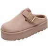 JOMIX Sabot Donna Invernali Platform Ciabatte Calde Con Fibbia | Pelliccia Sintetica Clog Suola Spessa 4.5cm Antiscivolo, Da Casa E Esterno Casa, Autunno Inverno, Donna