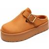 JOMIX Sabot Donna Invernali Platform Ciabatte Calde Con Fibbia | Pelliccia Sintetica Clog Suola Spessa 4.5cm Antiscivolo, Da Casa E Esterno Casa, Autunno Inverno, Donna