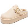 JOMIX Sabot Donna Invernali Platform Ciabatte Calde Con Fibbia | Pelliccia Sintetica Clog Suola Spessa 4.5cm Antiscivolo, Da Casa E Esterno Casa, Autunno Inverno, Donna