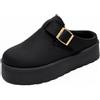 JOMIX Sabot Donna Invernali Platform Ciabatte Calde Con Fibbia | Pelliccia Sintetica Clog Suola Spessa 4.5cm Antiscivolo, Da Casa E Esterno Casa, Autunno Inverno, Donna