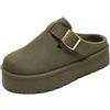 JOMIX Sabot Donna Invernali Platform Ciabatte Calde Con Fibbia | Pelliccia Sintetica Clog Suola Spessa 4.5cm Antiscivolo, Da Casa E Esterno Casa, Autunno Inverno, Donna