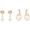 Swarovski Orecchini pendenti Lifelong Heart, Cuore, Bianchi, Placcato color oro rosa & Orecchini pendenti Bella V, Taglio tondo, Tono dorato, Placcato color oro rosa
