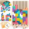 ZLPBAO Tetris Gioco per Bambini con 10 Carte e Borsa, Puzzle 3D di Legno Tetris Giochi montessori 3 anni, Intelligenza Jigsaw Rompicapo, Regali per Bambini di 3, 4, 5, 6 Anni