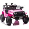 FINOOS Macchina Elettrica Per Bambini Jeep 12V con telecomando da 2,4 GHz, 2 motori, veicolo per bambini con clacson, luci a LED, musica, avviamento graduale, per bambini da 1 a 4 anni (Rosa)