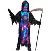 W WIDMANN MILANO Party Fashion - Costume da Mietitore per bambini | Set da 2 pezzi con mantello e maschera, Grim Reaper al neon, demone, per Halloween e Carnevale