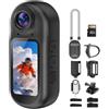 LeuKoles Mini Action Cam 4K 30FPS, 6-Assi EIS, 64MP Bodycam WiFi POV Camera | foto da 64 MP, display HD da 1,5 pollici, impermeabile fino a 30 m, 130 minuti. Supporto per casco e bicicletta, 35 g