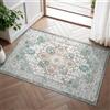 GENIMO Vintage Tappeto Ingresso Interno 60x90cm - Piccolo Tappeto Soggiorno Lavabile Antiscivolo, Resistente, Facile da Pulire, Boem Carpet Per Camera da Letto Ufficio Entrata - Vintage Verde Beige
