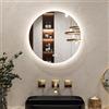Keonjinn Specchio da bagno rotondo con luci a LED, 50 cm, illuminato, specchio da bagno con luce retroilluminata, anti-appannamento, da parete, 3 colori dimmerabili, funzione memoria