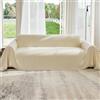 OstepDecor Copridivano a righe verticali | 180 x 260 cm, Bianco crema, copridivano decorativo per divano, poltrona e letto, facile da stendere