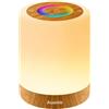 Auxmir Lampada da Comodino LED Touch, 3000mAh Ricarica USB-C, Multicolore | 256 RGB, 5 Modalità, Dimmerabile, Timer 1/2/3H, Luce Notturna Bambini, Abat Jour Senza Fili per Camera da letto,Allattamento