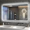 S'bagno 120x70cm Specchio Bagno con Luce e Ingranditore 5X,Antiappannamento | 3 Colori di Luce 3000K/4500K/6500K e Funzione Memoria, Specchio da Parete Bagno, Impermeabile IP44, CRI>90, Vetro Temperato