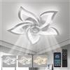 YUNLONG Lampadario con Ventilatore da Soffitto Silenzioso Cromo Ventilatore da Soffitto con Luce e Telecomando Motore DC Reversibile Memoria Dimmerabile Lampadario con Pale con 6 Velocità