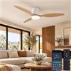 LASANYA Ventilatore Soffitto Luce 52, Soffitto Basso, DC, Bianco/Legno | LASANYA Ventilatore Reversibile con App, Luce LED Dimmerabile, 6 Velocità, 3 Pale ABS per Soggiorno e Sala da Pranzo