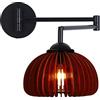 TPMAFF Lampade da Parete per Camera da Letto,Applique da Parete con Doppio Braccio oscillante Regolabile Pieghevole, Paralume per Lanterna in Legno Fatto a Mano,per Interno(Lampadina Non Inclusa)